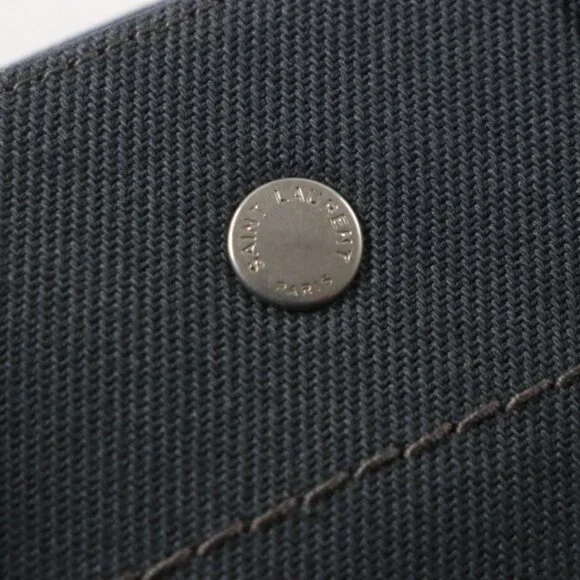 Saint Laurent Paris Rive Gauche N S Canvas Leather Tote Bag Dark Gray - Picture 9 of 12